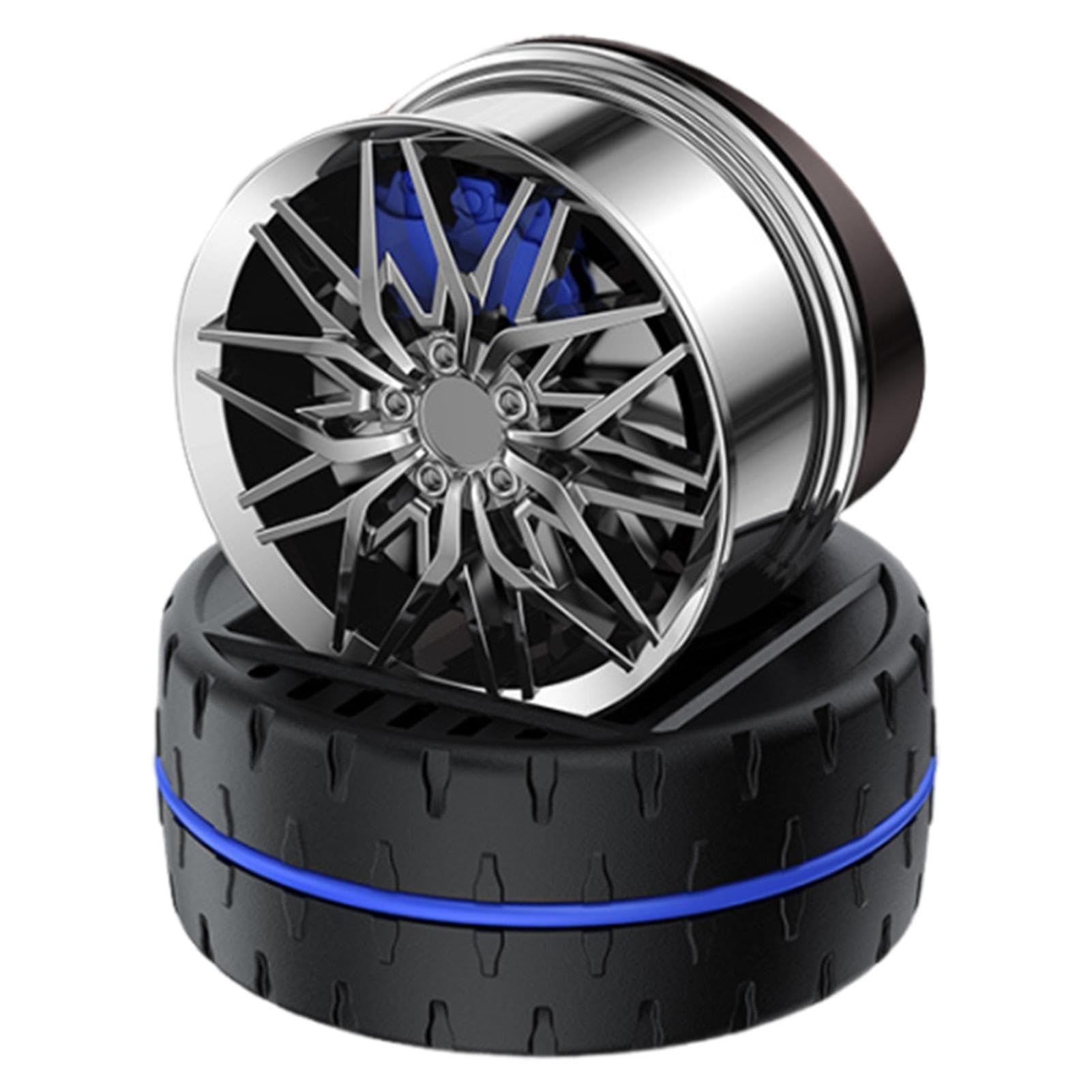 Solar Rotating Car Dashboard Air Freshener. Alloy wheel Hub design with perfume